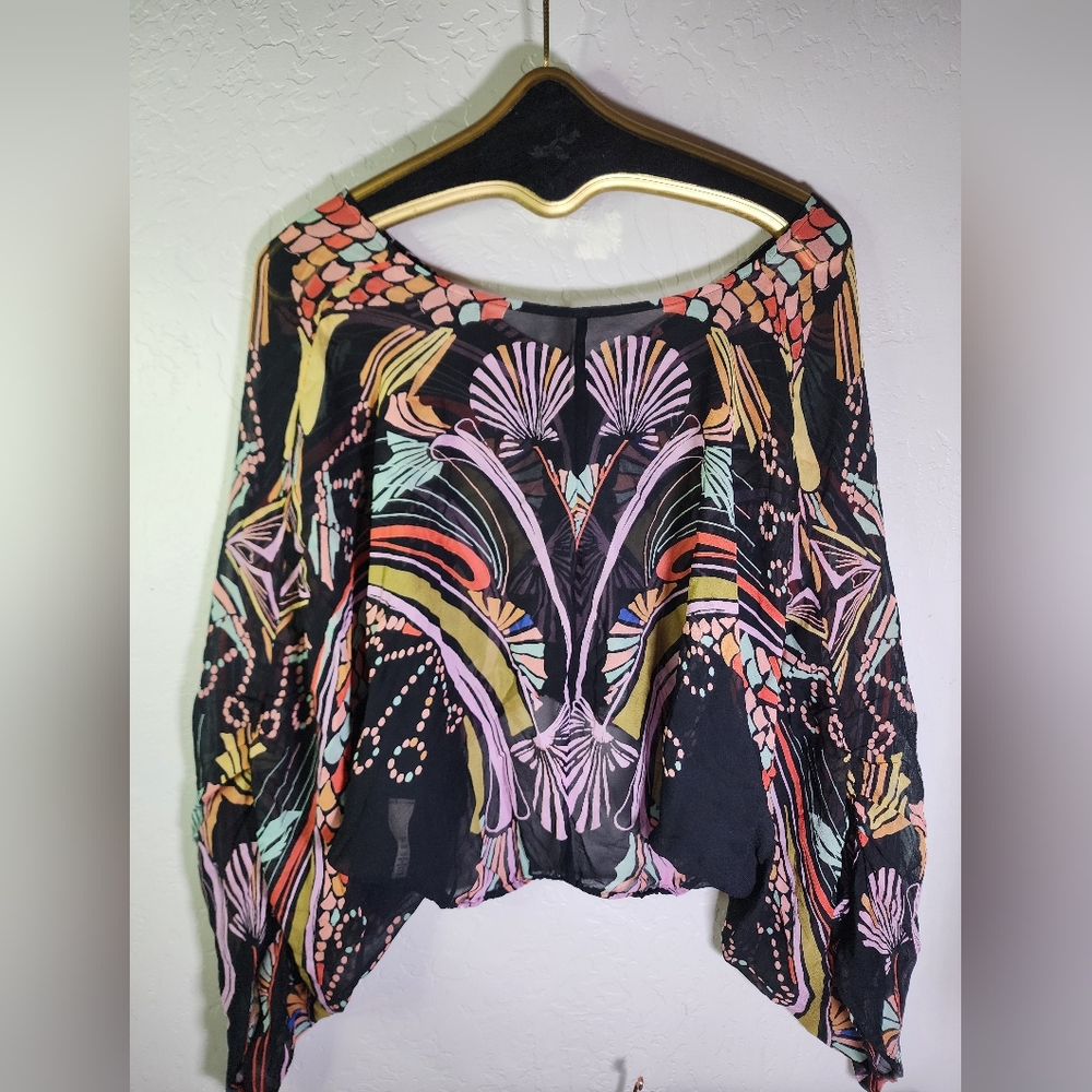 Free People Beneath The Sea Sheer Black Crop Top Size XS - Picture 9 of 9